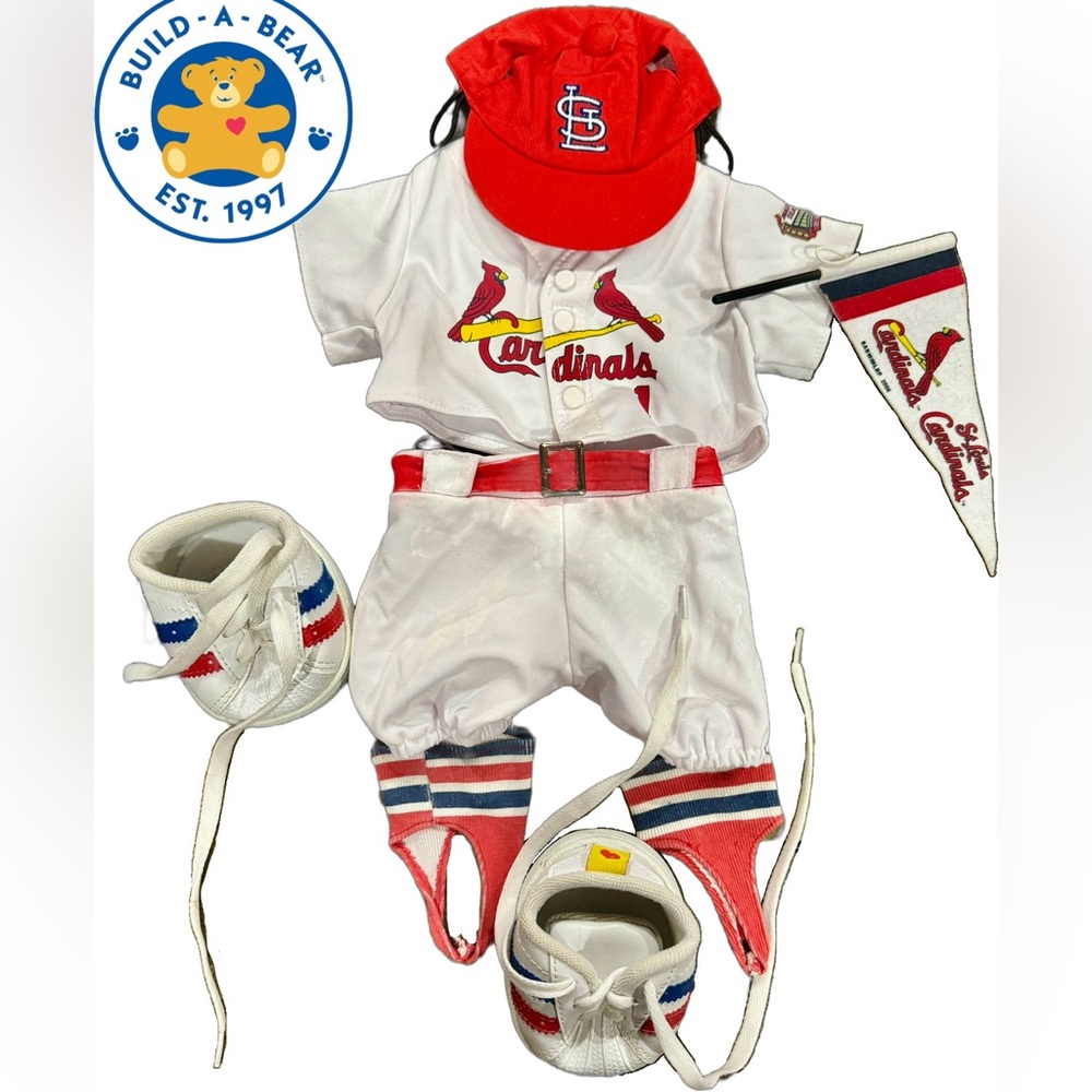 🌺 Vintage Build-A-Bear Official St. Louis Cardinals Baseball Uniform Megalot 🌸🌺